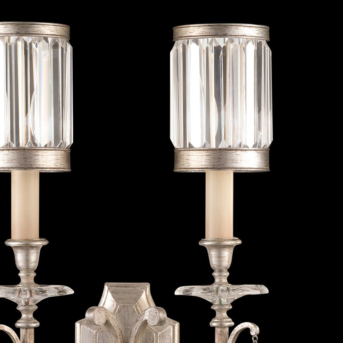 Channel Crystal Rustic Silver Wall Sconce
