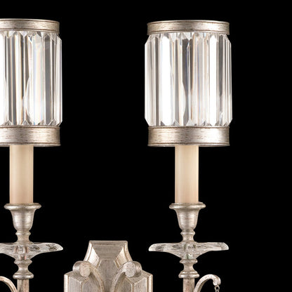 Channel Crystal Rustic Silver Wall Sconce