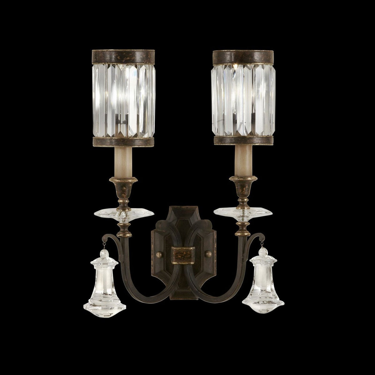 Channel Crystal Rustic Silver Wall Sconce