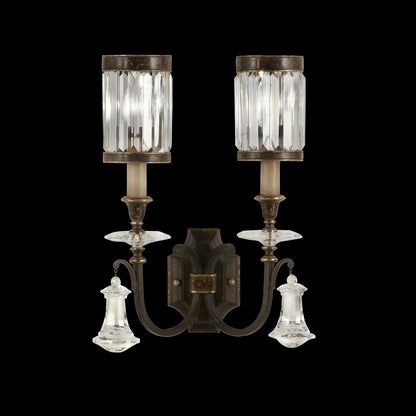 Channel Crystal Rustic Silver Wall Sconce