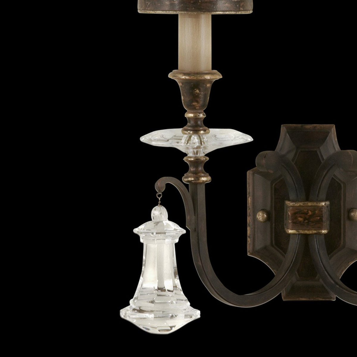 Channel Crystal Rustic Silver Wall Sconce