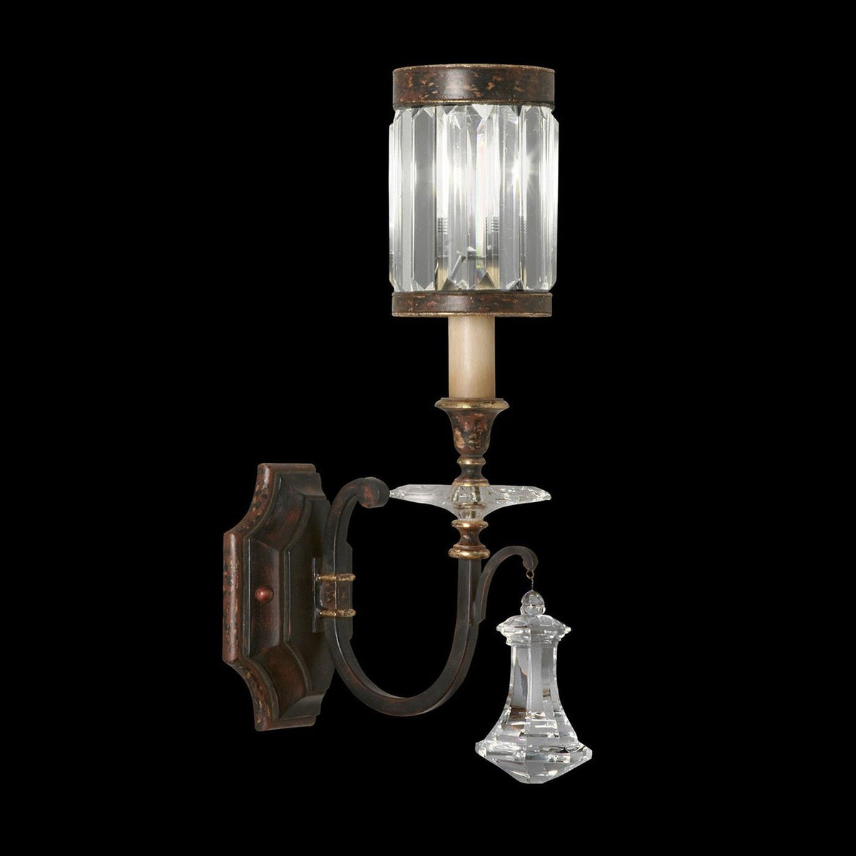 Channel-Set Crystal Muted Silver Wall Sconce