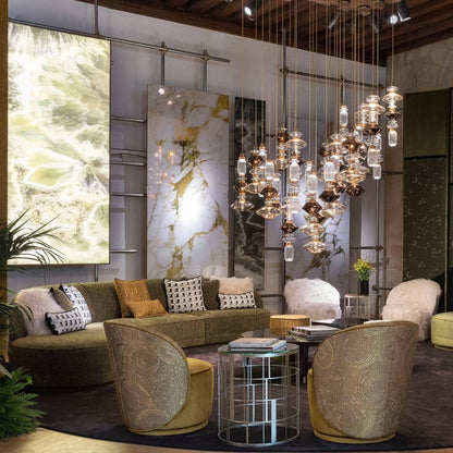 Chorevia Gold Glass Multi-Light Pendant