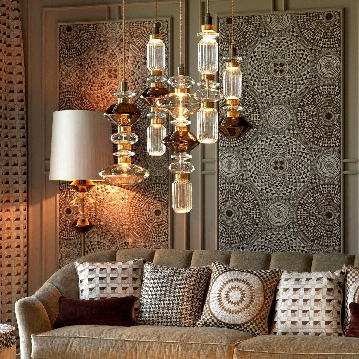Chorevia Gold Glass Multi-Light Pendant