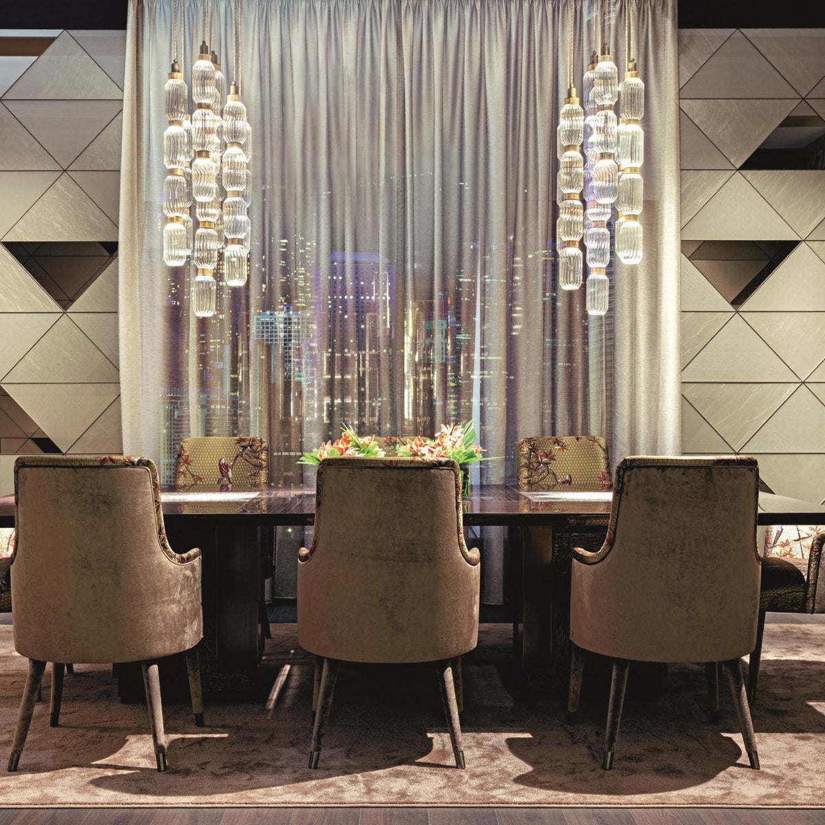 Chorevia Gold Glass Multi-Light Pendant