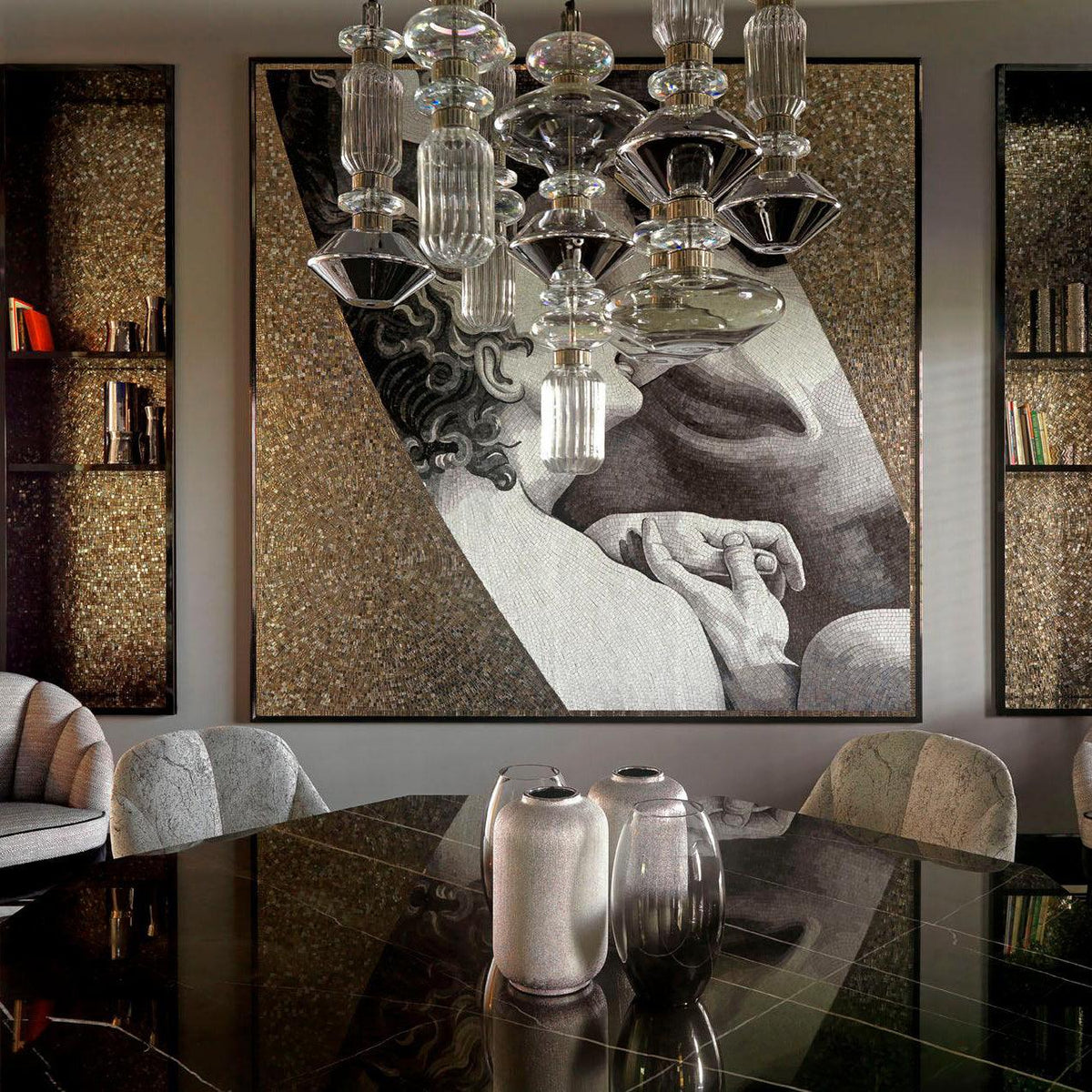 Chorevia Gold Glass Multi-Light Pendant