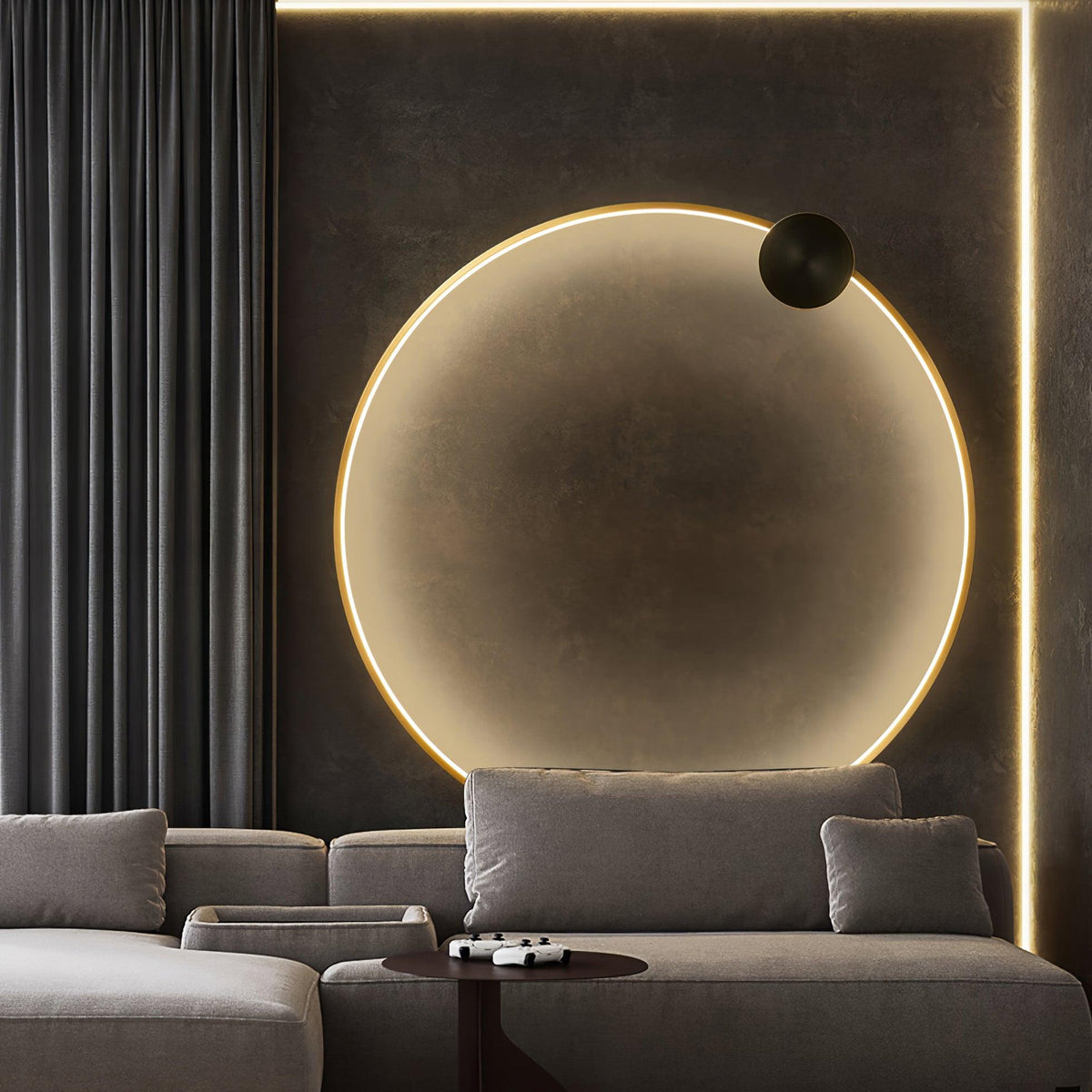 Circlet Brass Black LED Wall Light