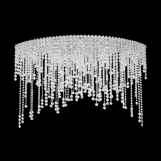 Circular Crystal Cascade Clear Optic Flush Mount