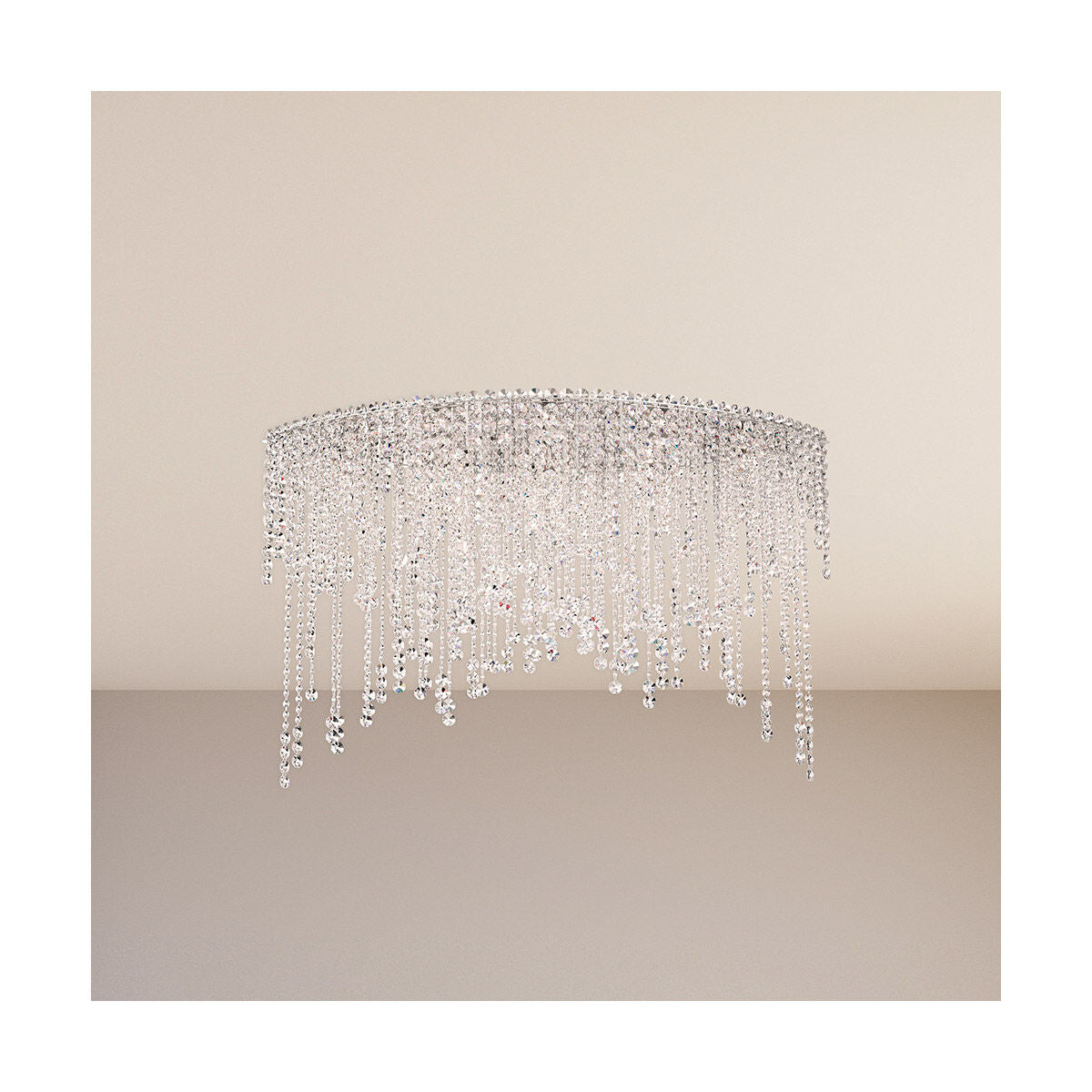 Circular Crystal Cascade Clear Optic Flush Mount