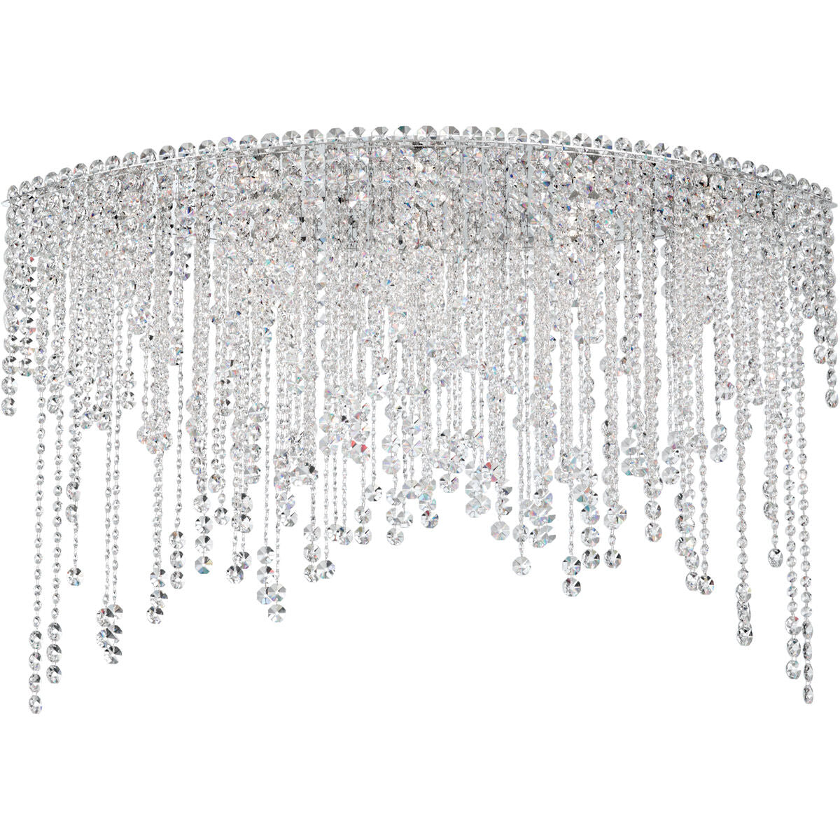 Circular Crystal Cascade Clear Optic Flush Mount