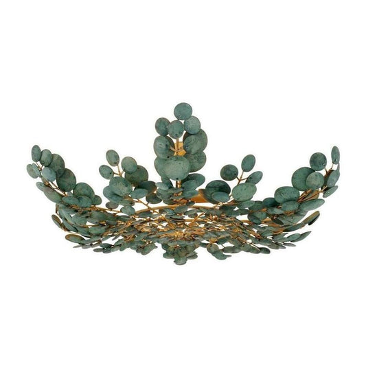 Coconut Frond Eucalyptus Brass Flush Mount