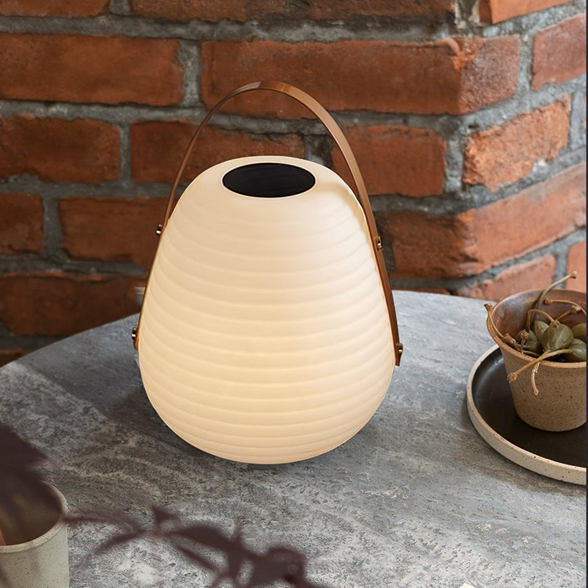 Cocoon Handle White Brown Solar Outdoor Light
