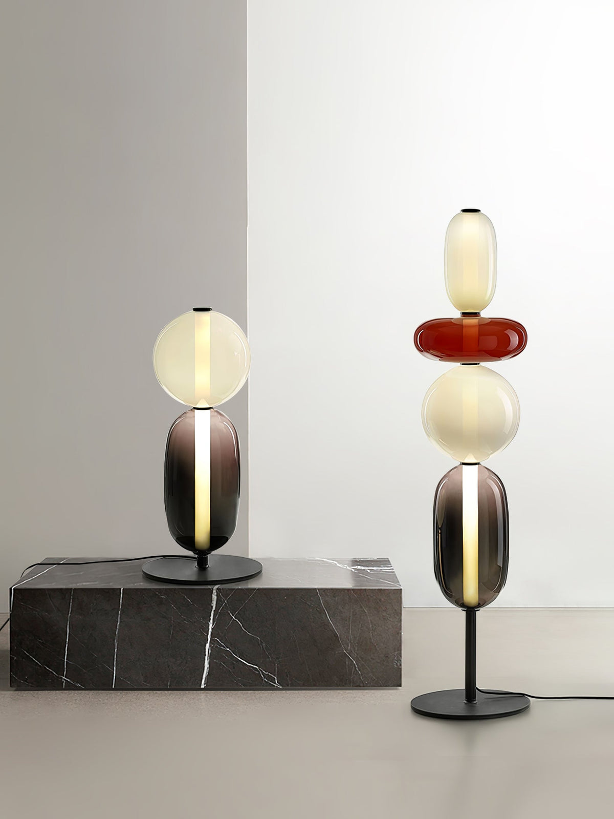 Colorstack Black Glass LED Table Lamp