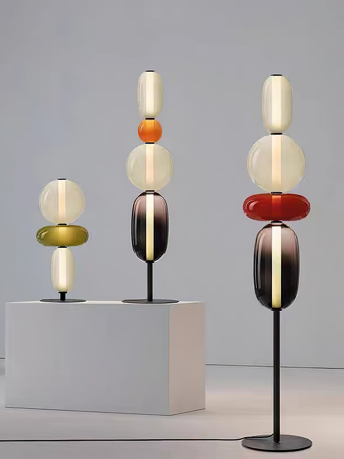 Colorstack Black Glass LED Table Lamp