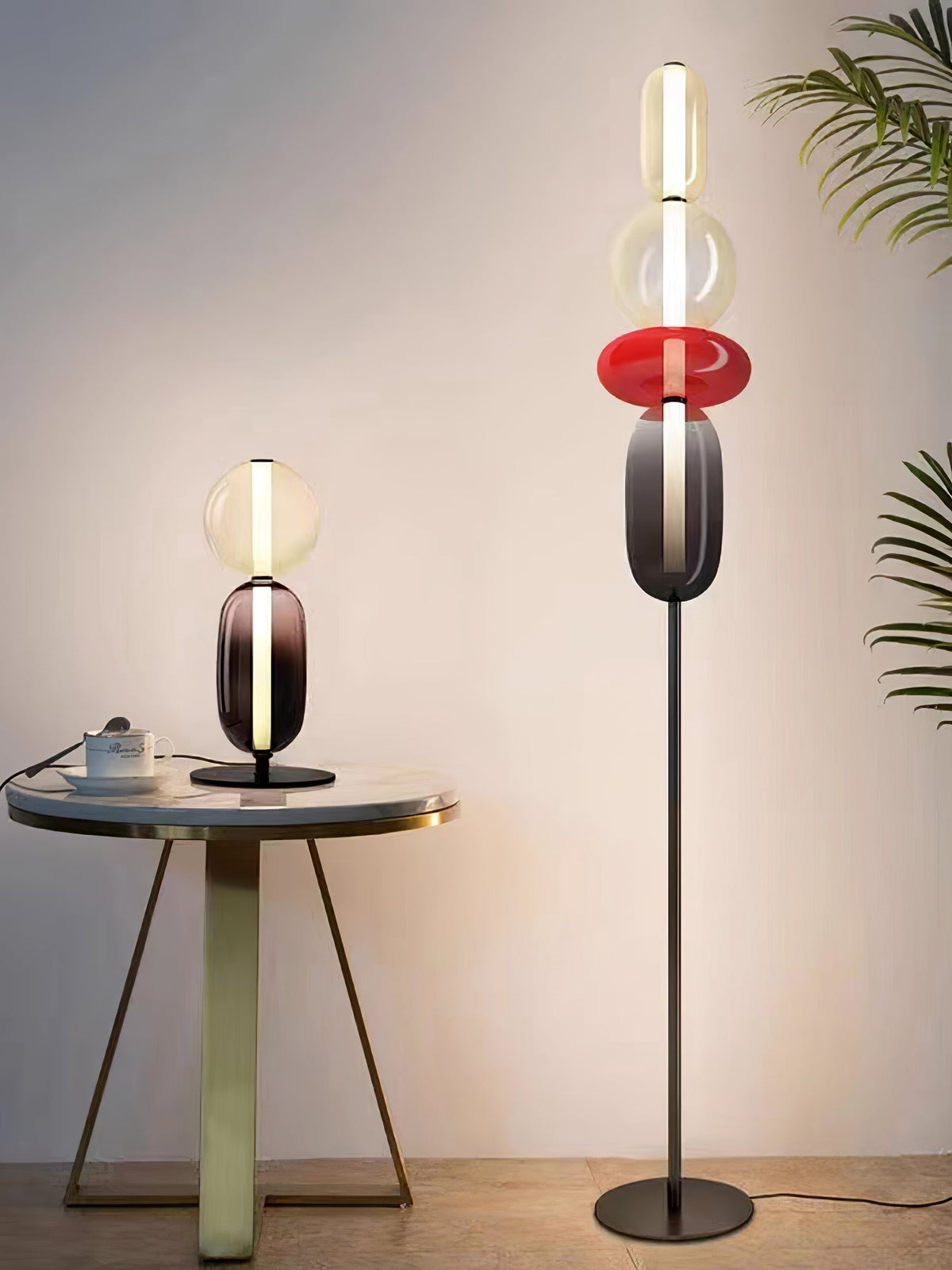 Colorstack Black Glass LED Table Lamp