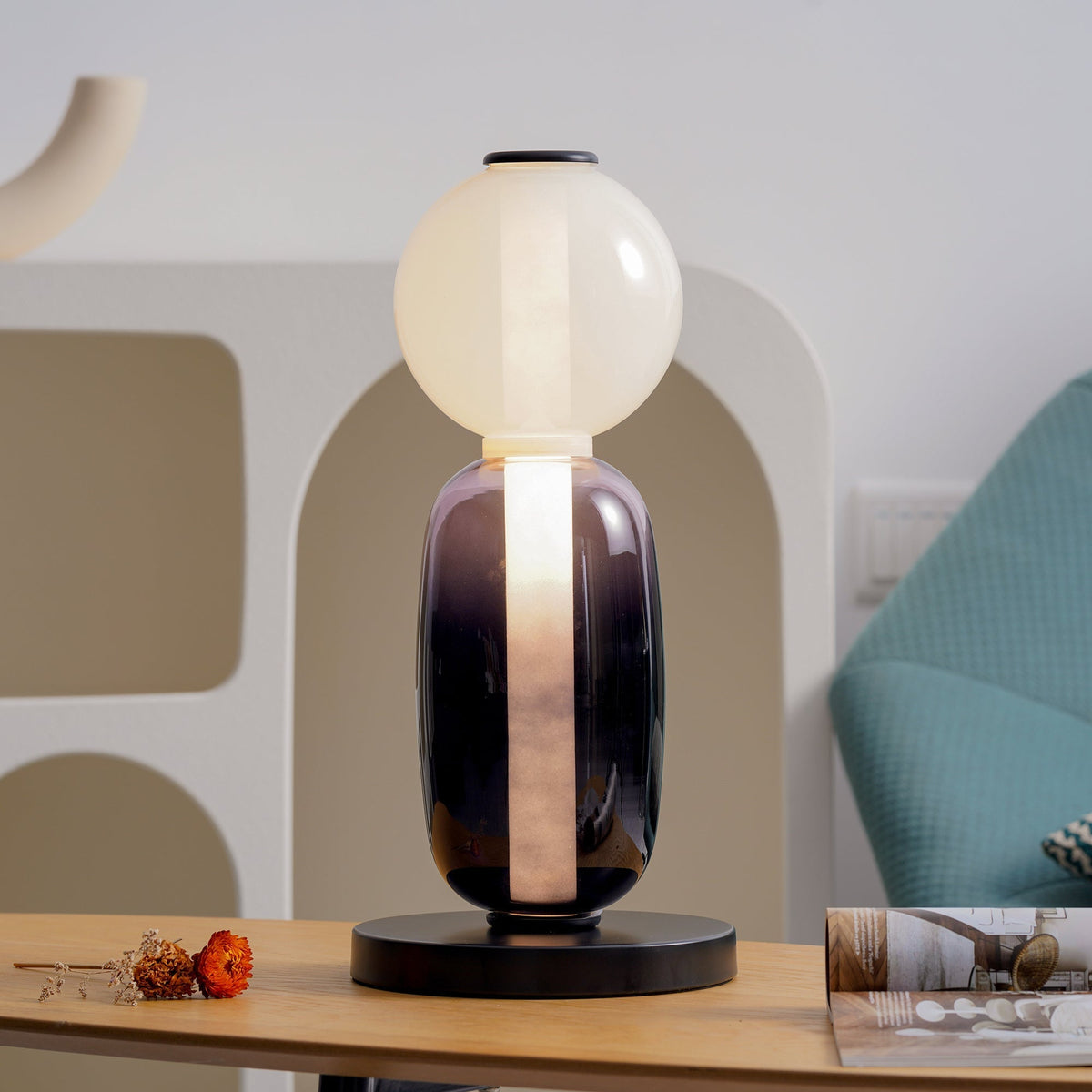 Colorstack Black Glass LED Table Lamp