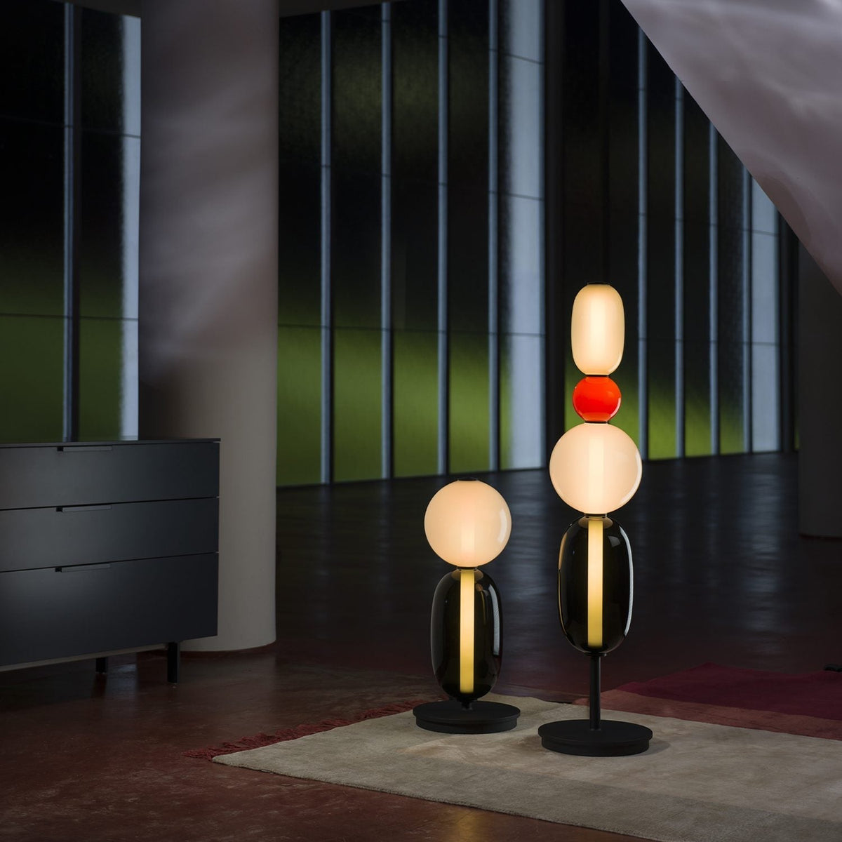 Colorstack Black Glass LED Table Lamp