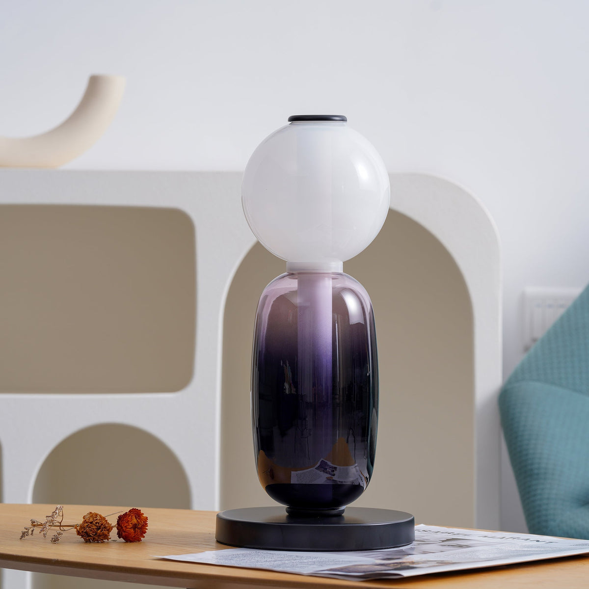 Colorstack Black Glass LED Table Lamp