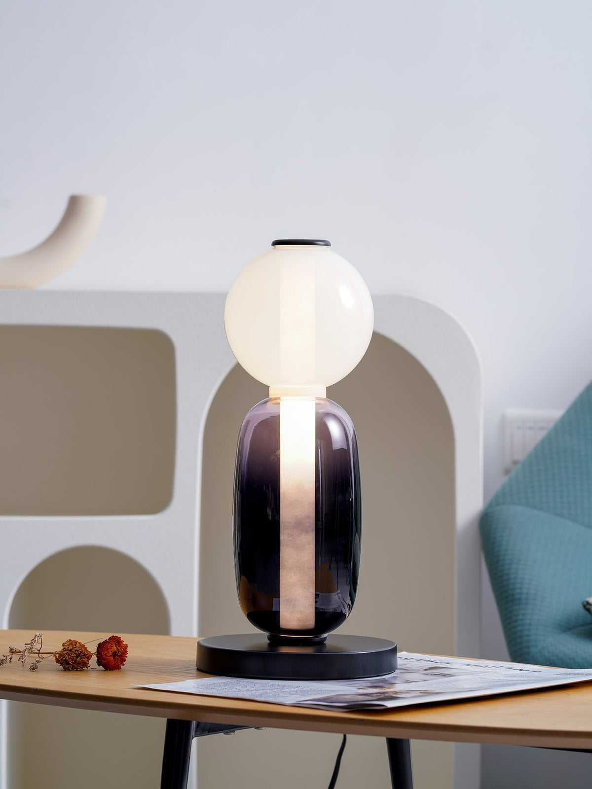 Colorstack Black Glass LED Table Lamp