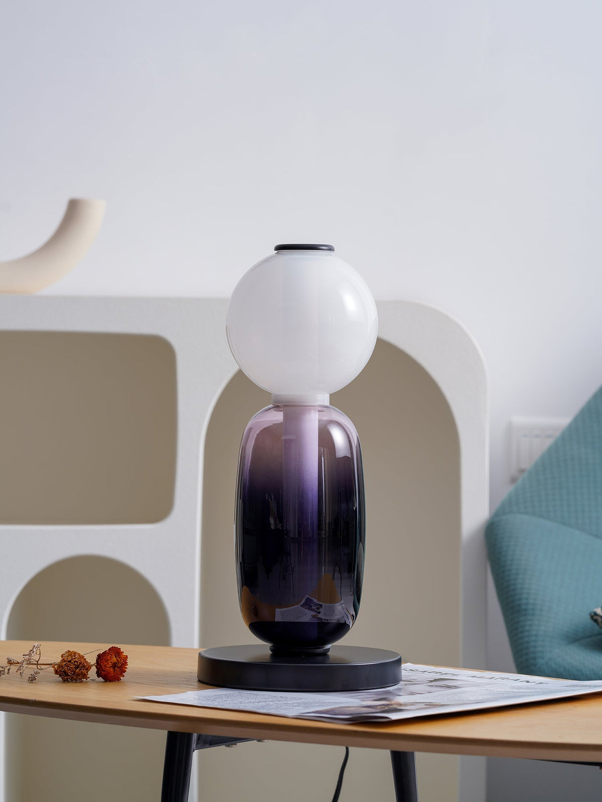 Colorstack Black Glass LED Table Lamp