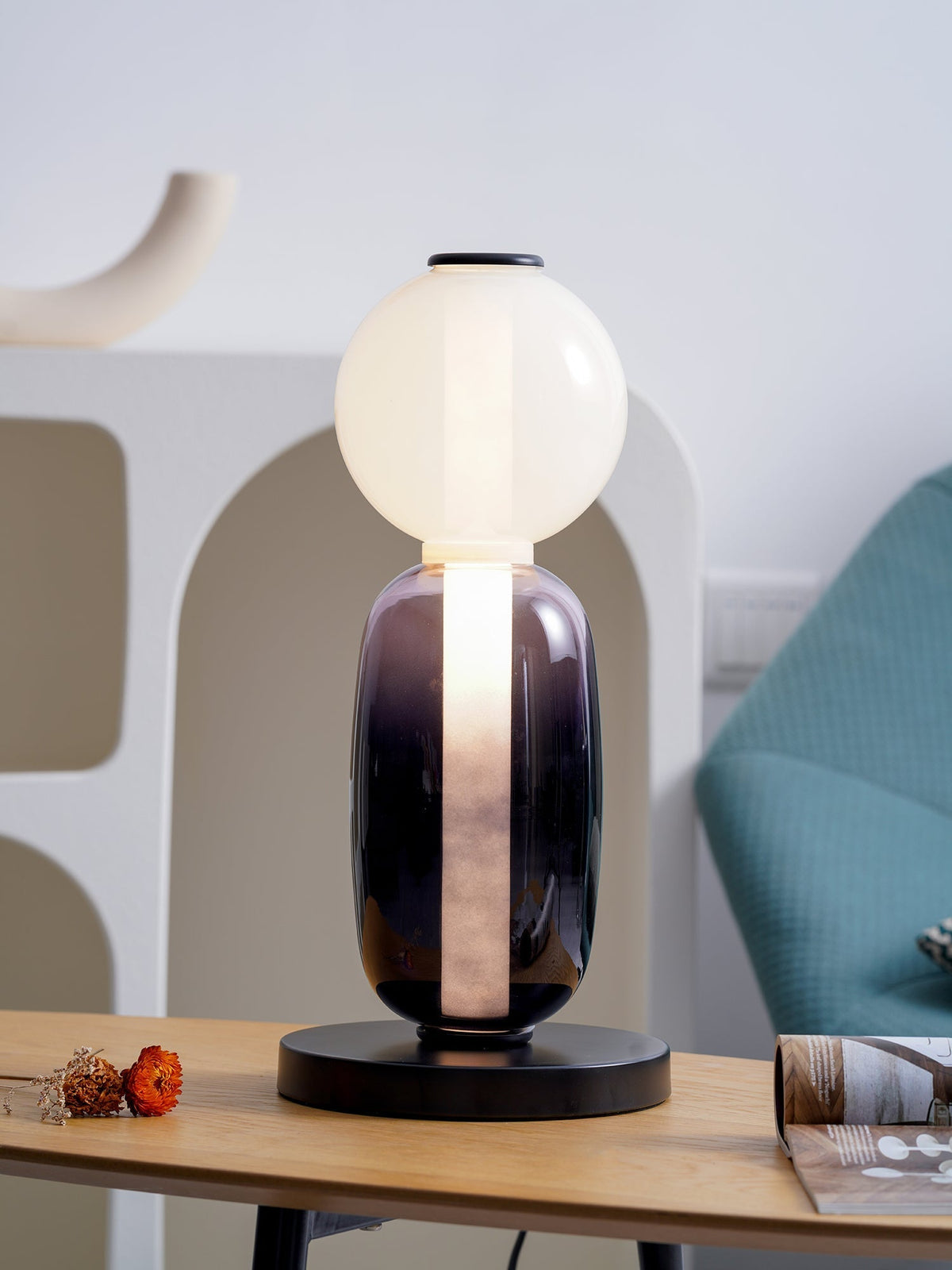 Colorstack Black Glass LED Table Lamp