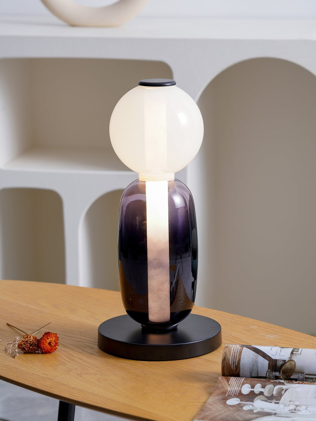Colorstack Black Glass LED Table Lamp