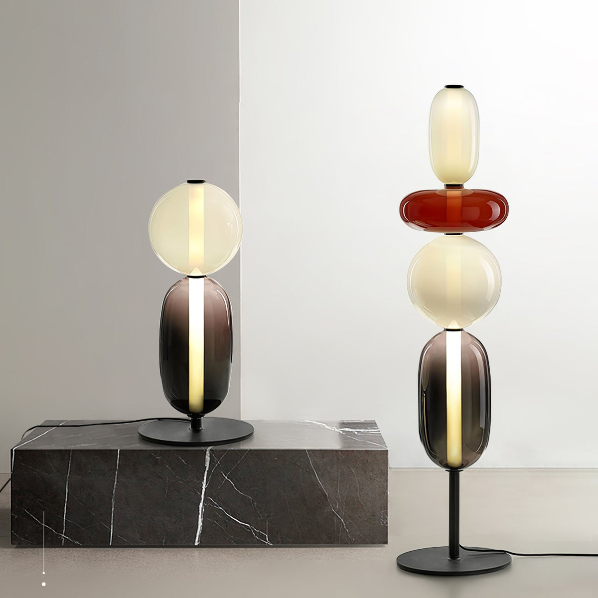 Colorstack Black Glass LED Table Lamp