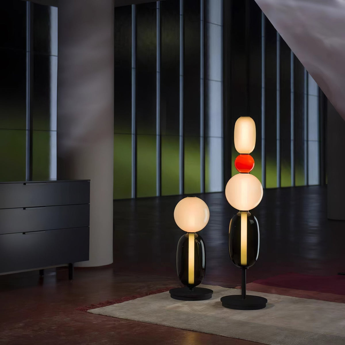 Colorstack Black Glass LED Table Lamp