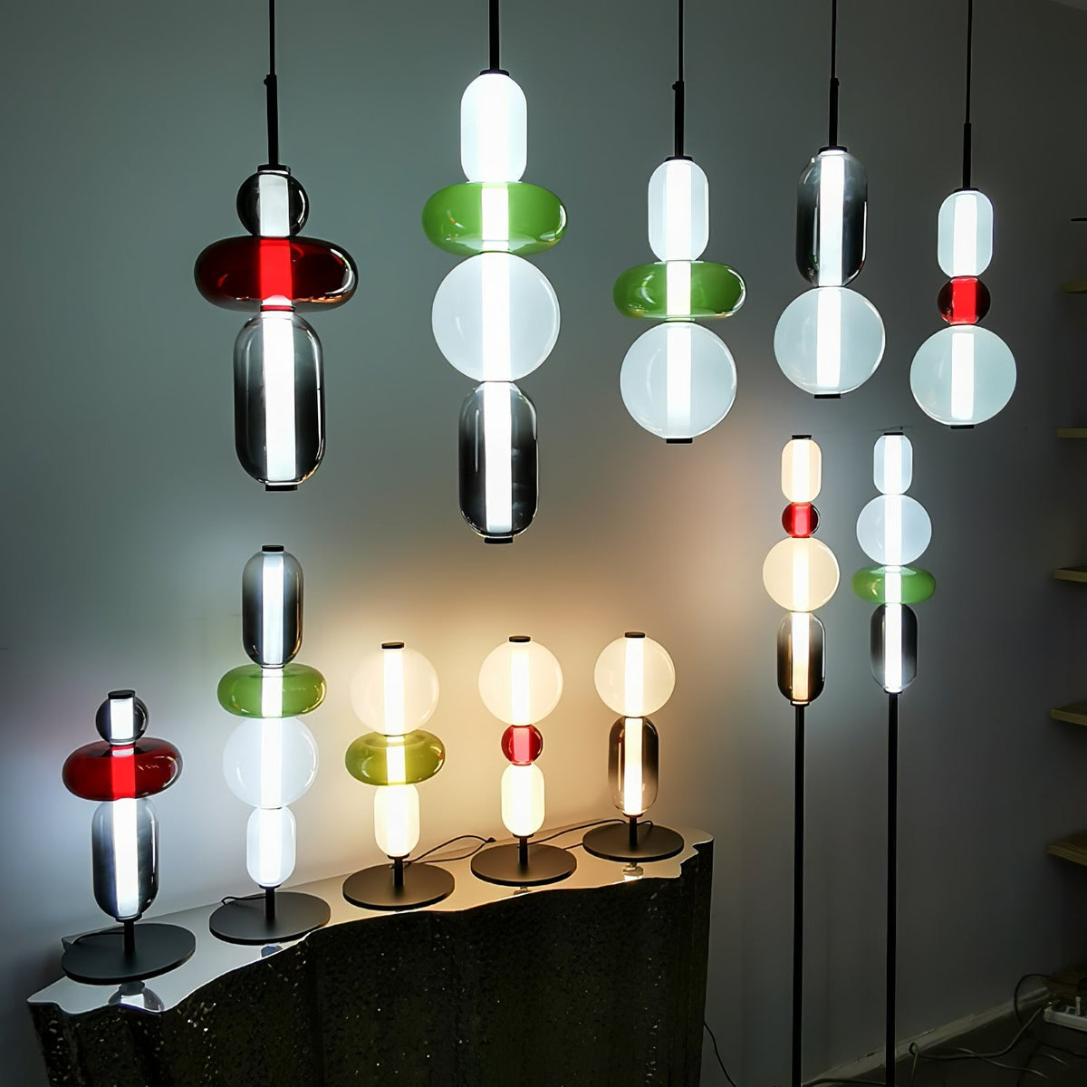 Colorstack Black Glass LED Table Lamp