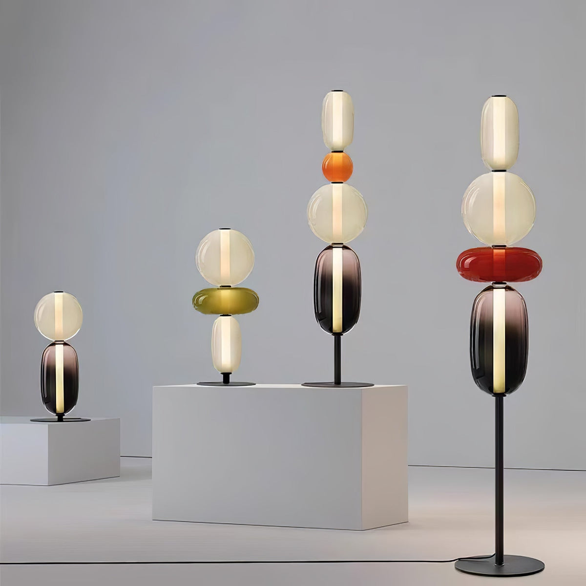 Colorstack Black Glass LED Table Lamp