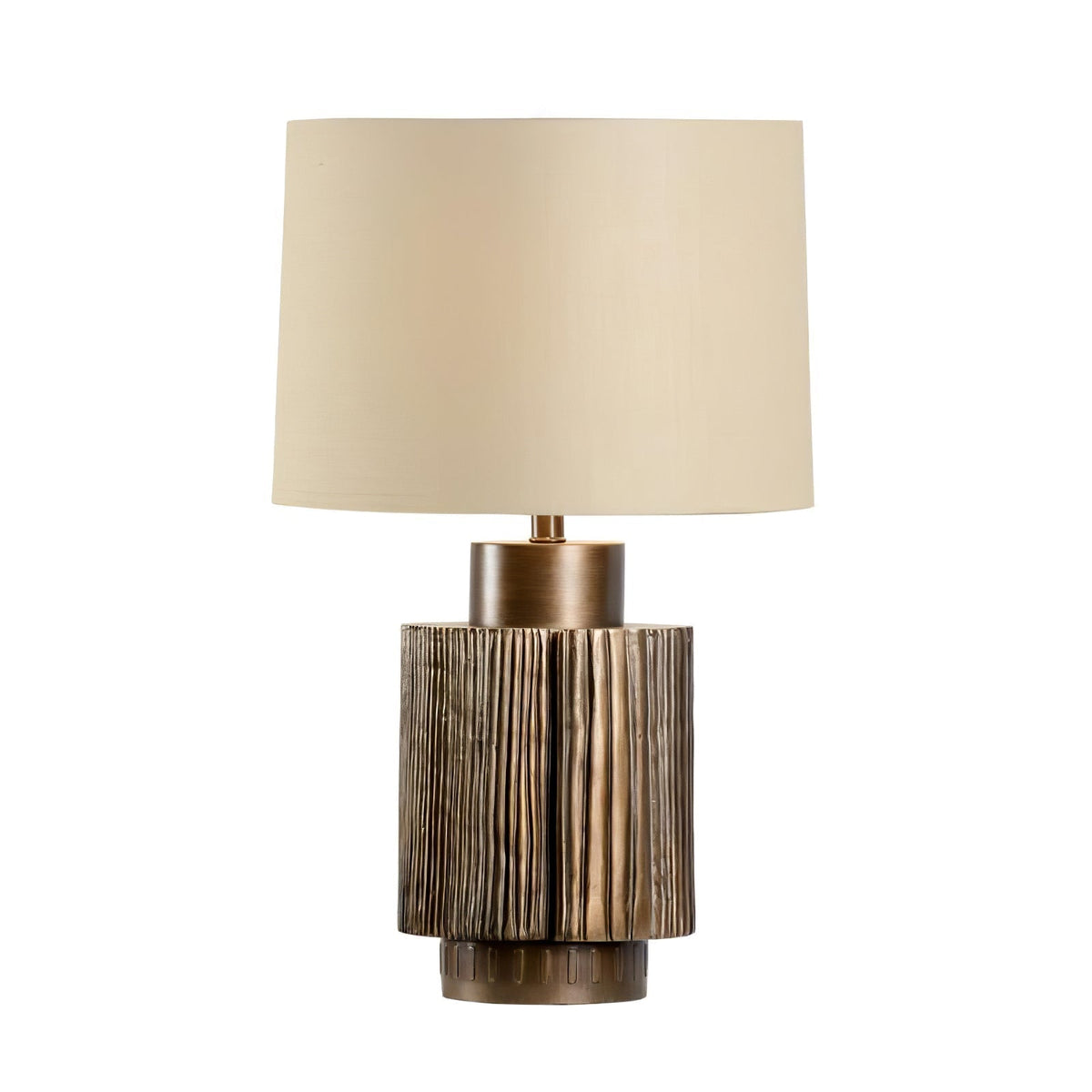 Antique Groove Table Lamp ∅ 11.8″ x H 22.8″ / Dia 30cm x H 58cm / Bronze & Beige / US Plug Table lamp