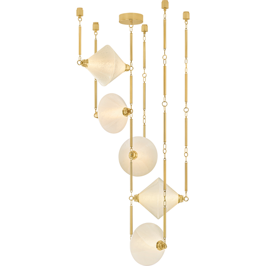 Constellation Cloud Glass Brass Chandelier