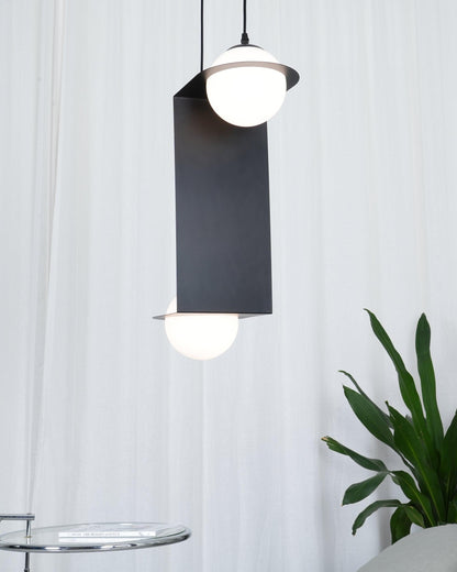 Contour Black White Glass Pendant