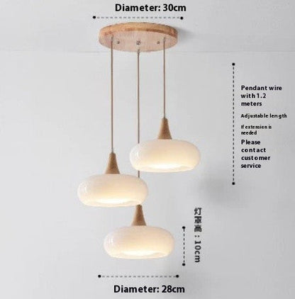 Cream Style Glass and Wood Chandelier