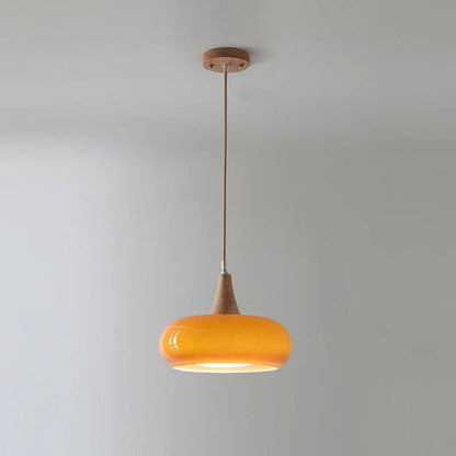 Cream Style Glass and Wood Chandelier