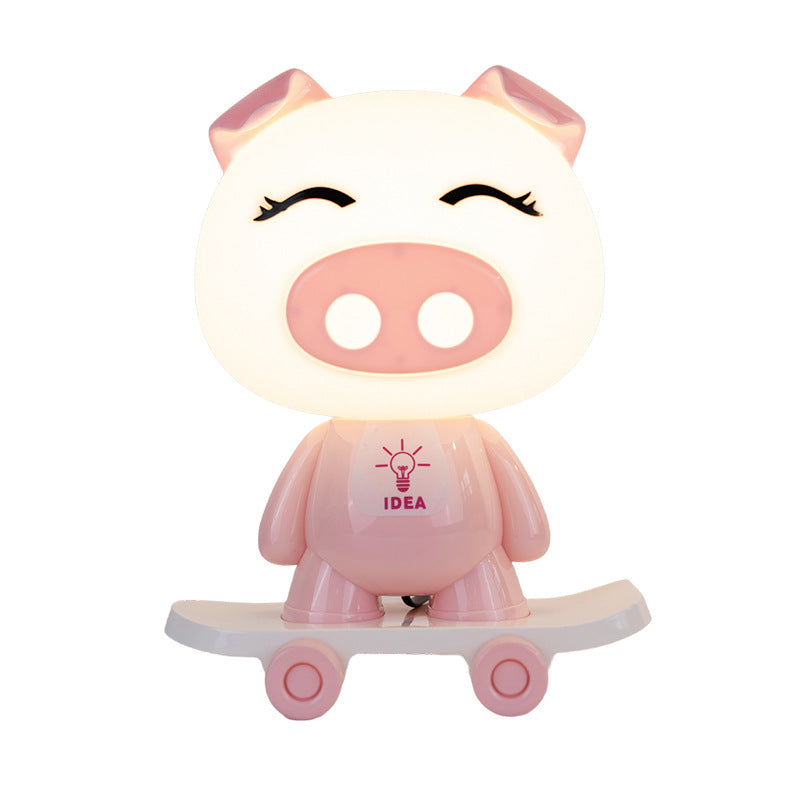 Creative Animal Skateboard Night Light / Switch Button / Pink Bear