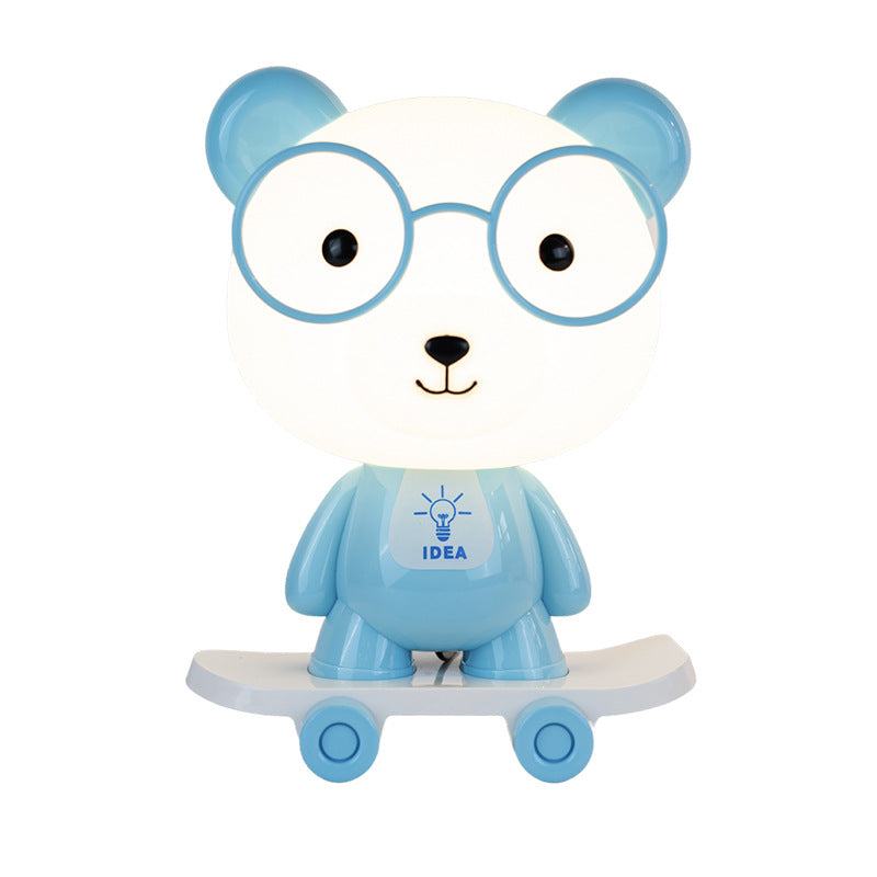 Creative Animal Skateboard Night Light / Switch Button / Blue Bear