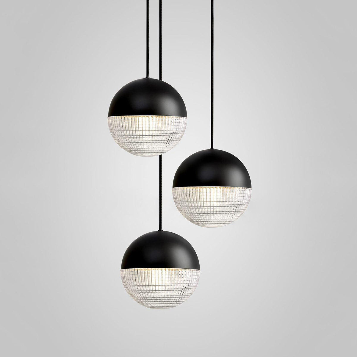 Crosscut Gold Black Glass Multi-Light Pendant