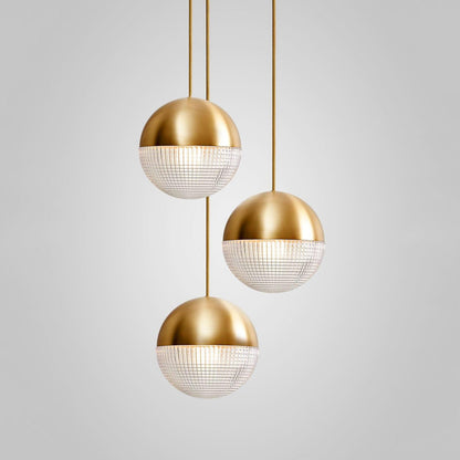 Crosscut Gold Black Glass Multi-Light Pendant