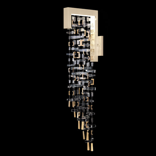 Crosslit Crystal Brass Architectural Wall Sconce