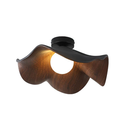 Lotus Leaf Ceiling Lamp ∅ 11″ x H 3.9″ / Dia 28cm x H 10cm / Black & Walnut color Ceiling lamp