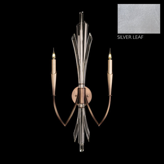 Curved Carved Crystal Silver Gold Wall Sconce