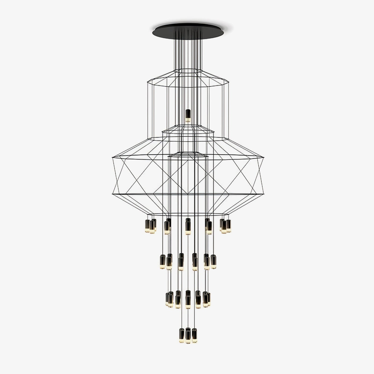 Descending Trace Black Clear Multi-Light Chandelier