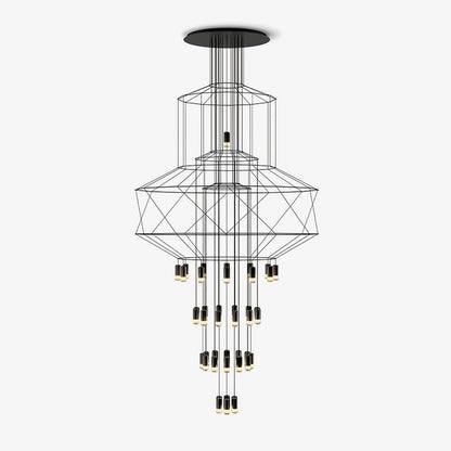 Descending Trace Black Clear Multi-Light Chandelier