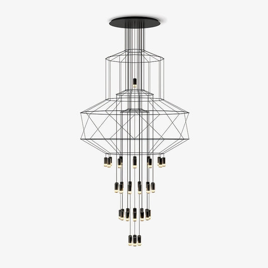 Descending Trace Black Clear Multi-Light Chandelier