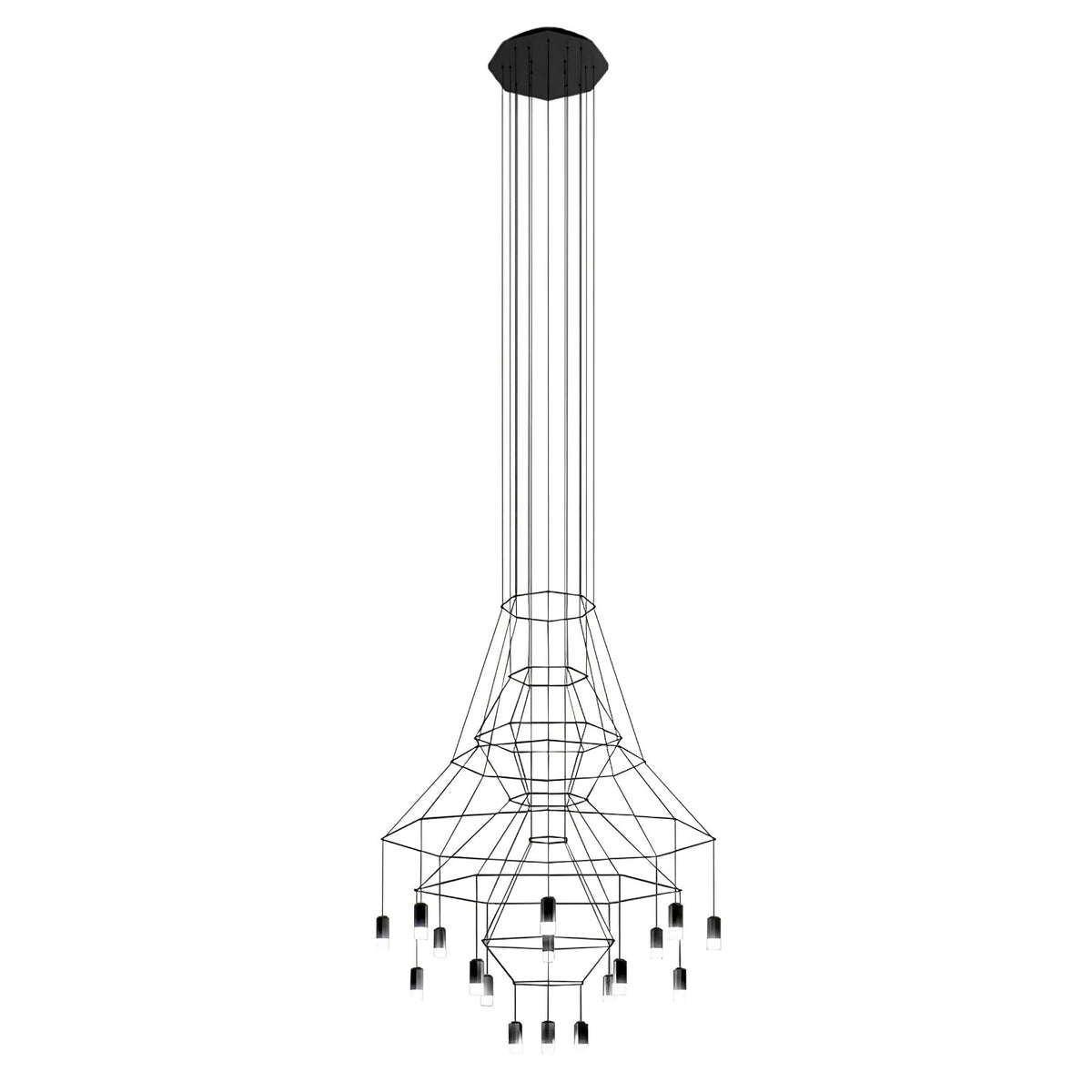 Descending Trace Black Clear Multi-Light Chandelier
