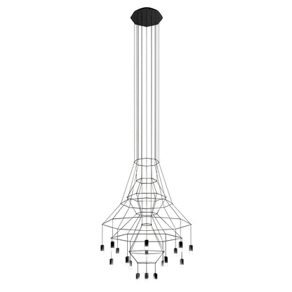 Descending Trace Black Clear Multi-Light Chandelier