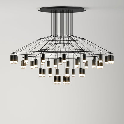 Descending Trace Black Clear Multi-Light Chandelier