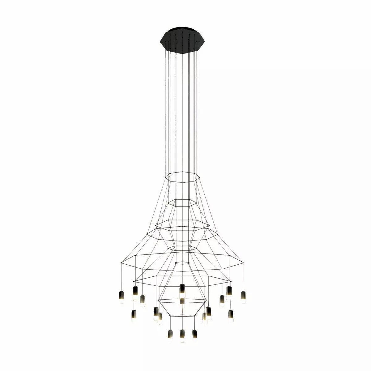 Descending Trace Black Clear Multi-Light Chandelier