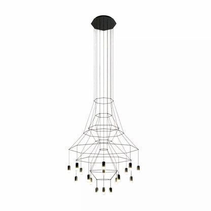 Descending Trace Black Clear Multi-Light Chandelier